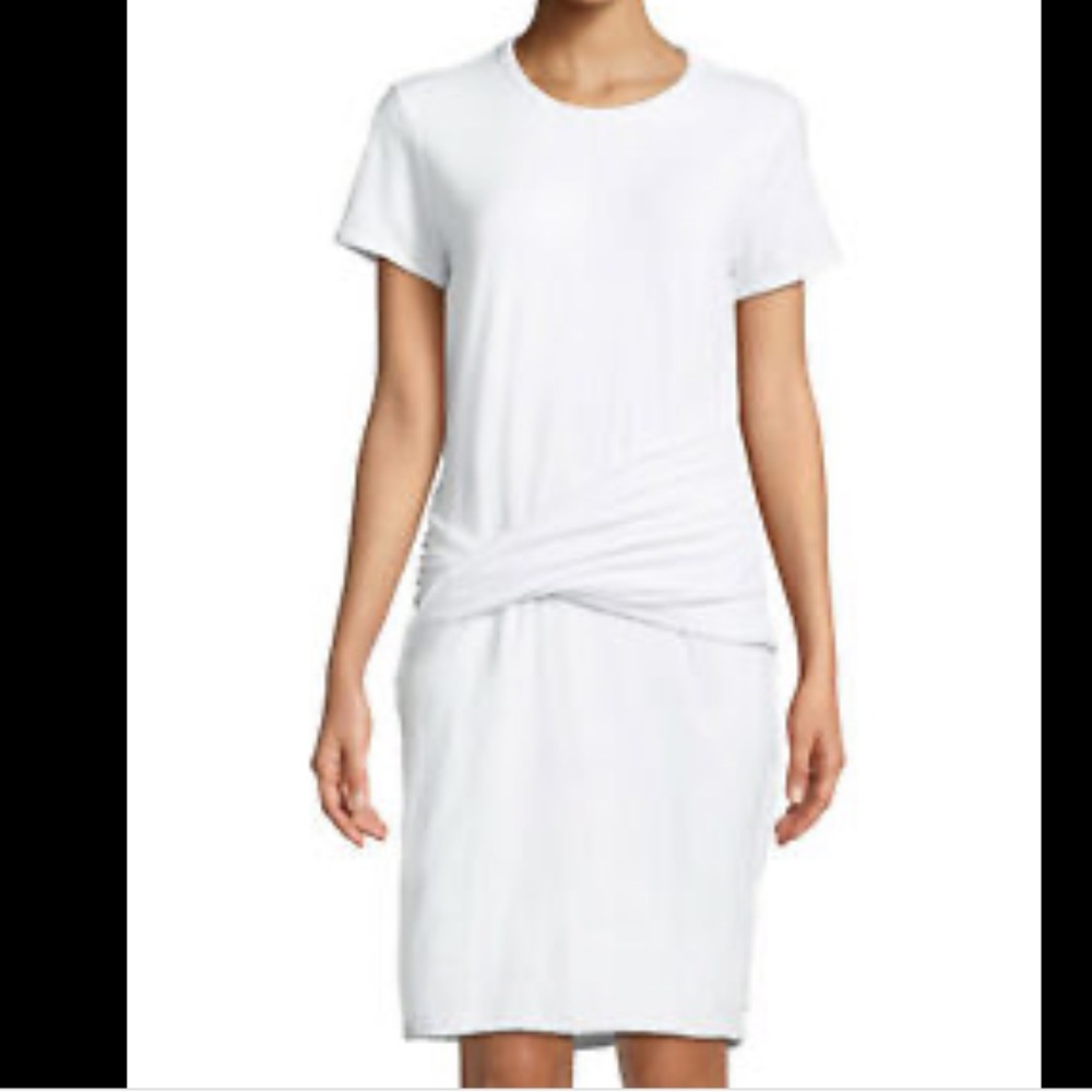 James Perse white tee shirt dress ruched
